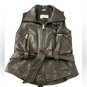 Andrew Marc All Leather Vest with two pockets in Gold